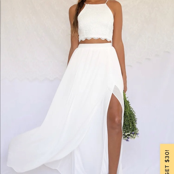 Lulus Dresses & Skirts - Lulus white two piece set - skirt and top